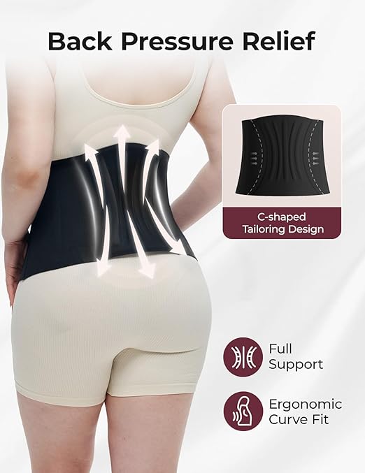 Momcozy Ergowrap Postpartum Belly Band for Natural and C-Section Recovery, Abdominal Binder with 3D Abdomen Lifting & Ergonomic Back Support, Seamless Belly Wrap Shapewear for Post Surgery Recovery