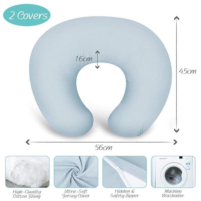 Nursing Pillow with 2 Covers, Feeding Pillows for Breastfeeding, Baby Nursing Pillow, Machine Washable