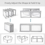 Foldable Baby Playpen, Shape & Size Adjustable Playpen for Toddler, 79x71 Large Play Pens Safety Mesh Foldable Playard for Babies, Portable Baby Fence Play Area Kids Play Pen, Grey