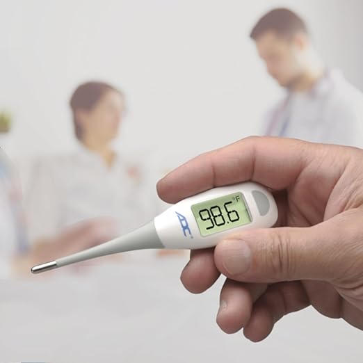 ADC Fast Read Digital Thermometer, Flexible Tip and Large Quick Read LCD Display with Color-coded Backlighting