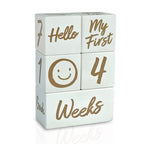 I'm Solid Wood Weekly Monthly Yearly Baby Milestone Age Blocks, Gender Neutral, Newborn Gifts & Keepsakes for Picture Props (5 Pcs/White)