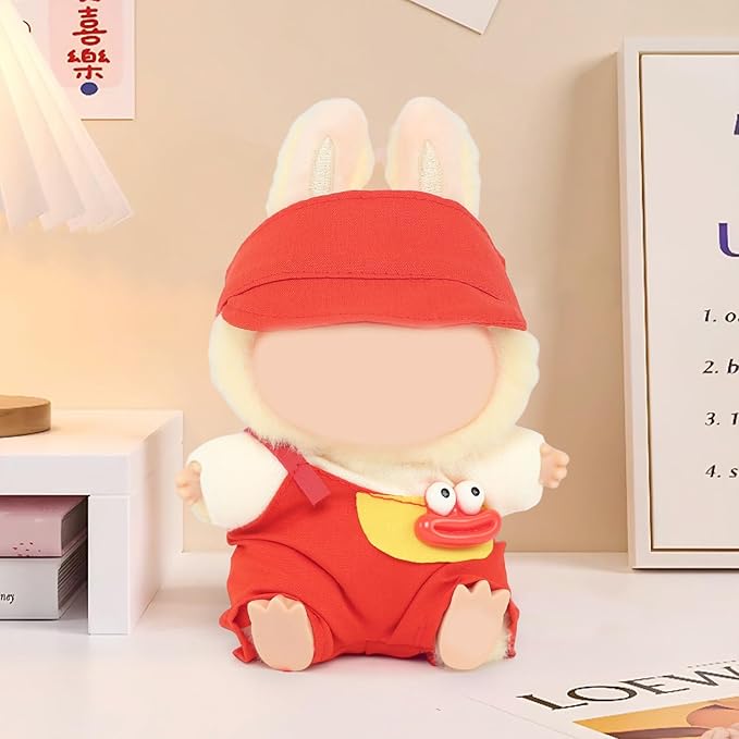 3 Pcs Doll Outfits Set for 15cm/17cm Dolls – Adorable Clothes & Accessories Sets with Red Hat, Red Bib Pants & White T-Shirt for 17 cm Doll (No Dolls)