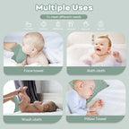 Yoofoss Muslin Baby Washcloths 100% Organic Cotton Face Towels 6 Pack Wash Cloths for Baby 12x12in Soft and Absorbent Baby Wipes (Dark Green)