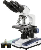 AmScope - 40X-2500X LED Lab Binocular Compound Microscope with 3D-Stage + 50pc Blank Slides + 100 Coverslips - B120C-50P100S