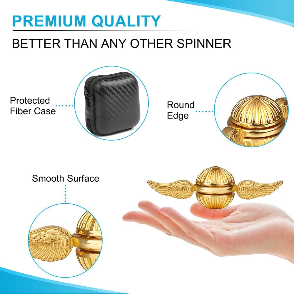 Golden Fidget Spinner for Kids Adults, Metal Orb Ball Toy, Sphere Fidget Hand Finger Spinner Ball for Boys Girls, Desk Office Toys Decoration Classroom Stress Relief Gift for Birthday Christmas