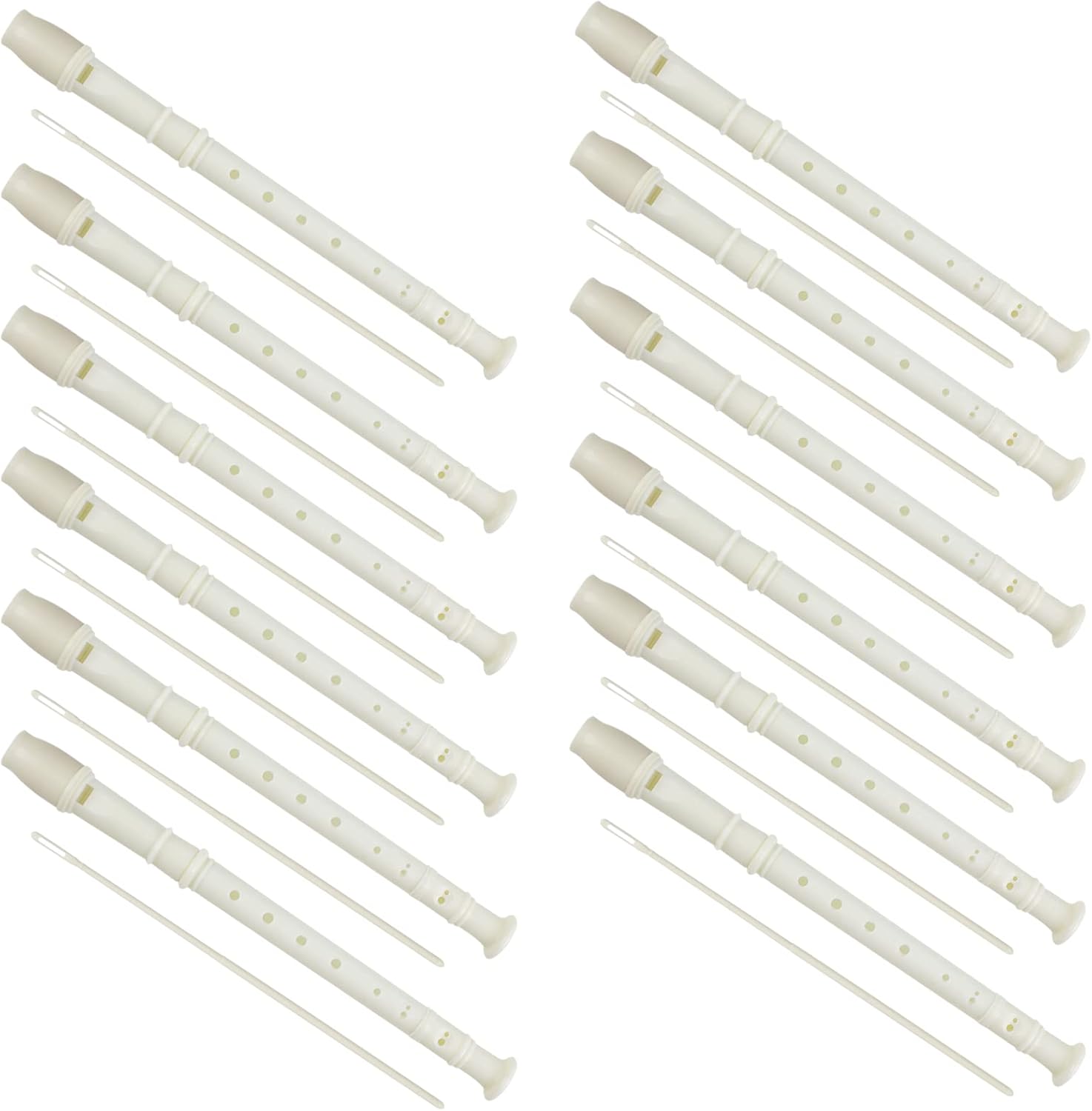 15 PCS 8 Holes Soprano Recorder - Plastic German Style Descant Flute Instrument With Cleaning Rod for Kids, Students, Beginners, Class Rewards