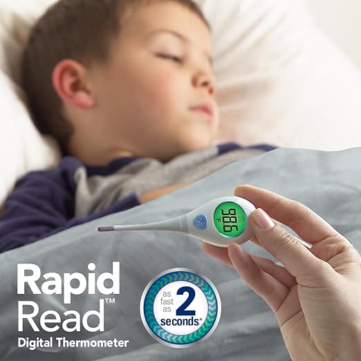 Vicks RapidRead Digital Thermometer, Temperature Readings in 2 Seconds, Use as Oral Thermometer, Baby Rectal Thermometer or Under The Arm, Water Resistant