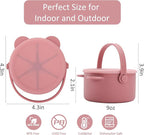 Snack Cups for Toddlers, Baby Snack Containers, Silicone Toddler Snack Cups No Spill, Food Catcher with Lid & Bucket-like Handle, BPA Free & Dishwasher Safe, 9 Ounce Rose