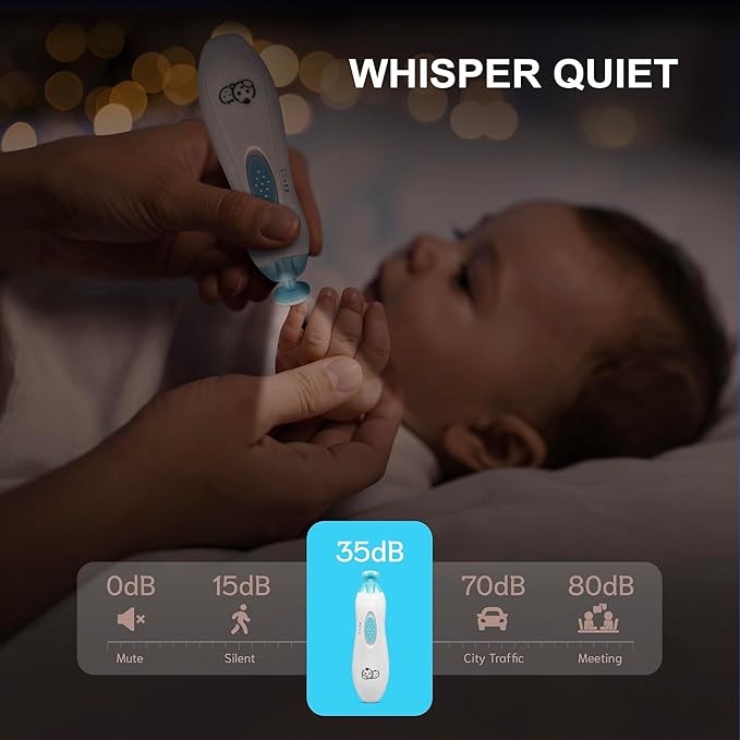 Baby Nail Trimmer 6 in 1, Usage Labeled Case, Royal Angels Baby Electric Nail File, Baby Grooming Kit Manicure Set for Toddler and Adults, Newborn Toddler Toes & Fingernails Nail Care Kit (Babyblue)