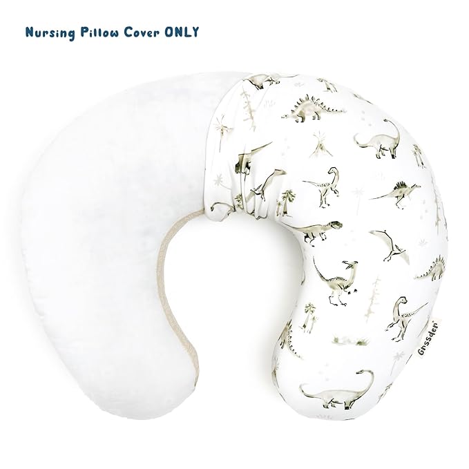 GRSSDER Nursing Pillow Cover Stretchy Minky Removable Nursing Covers for Breastfeeding Pillows, Ultra Soft Comfortable Slipcover for Boy and Girls, Stylish Pretty Dinosaur