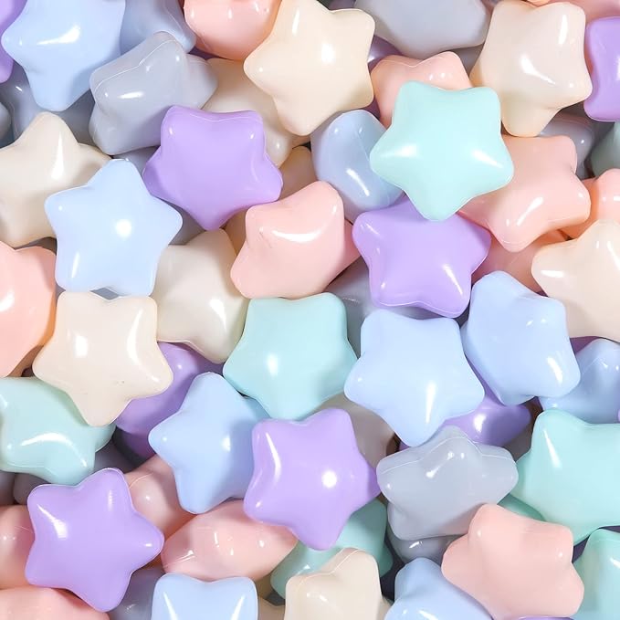 GOGOSO 100 Ball Pit Balls Star Bals - Pink Soft Plasticballs Phthalate Free BPA Free Playballs for Ballpool Birhtday Party Girls Kids with Storage Bag, 2.15inches