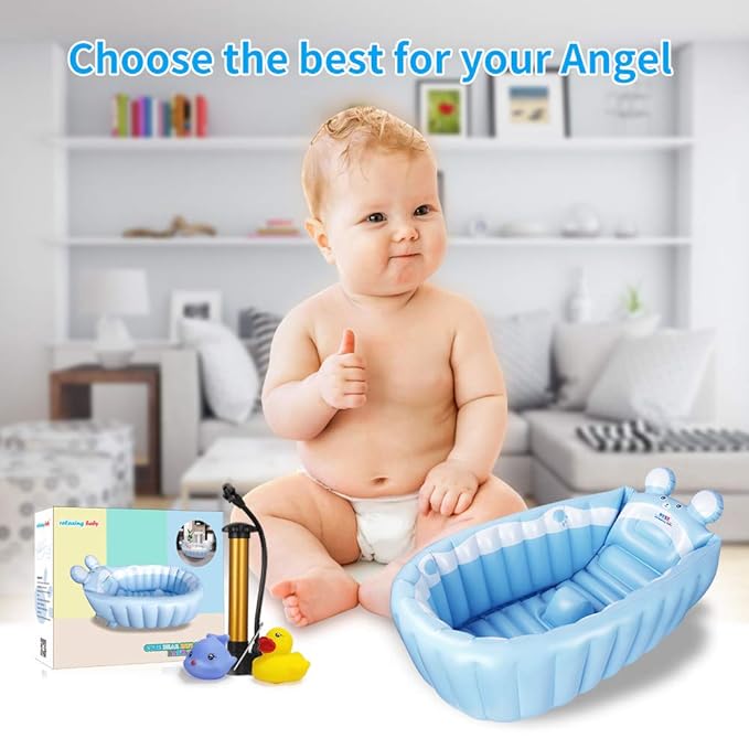| Inflatable Tub,Newborn Bathtub Seat for Infant,Non-Slip Baby Pool for Sitting up,Foldable Toddler Tub Shower,Portable Travel Bath for Kids 0-6 Year