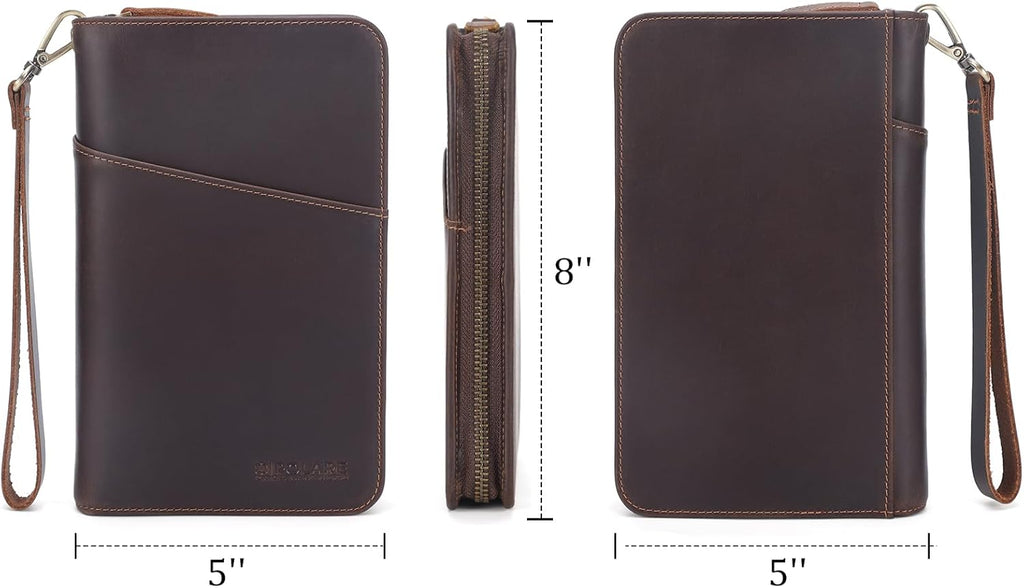 Polare Full Grain Leather Passport Holder Cover Case for Men and Women RFID Blocking Family Travel Wallet Holds 6 Passports