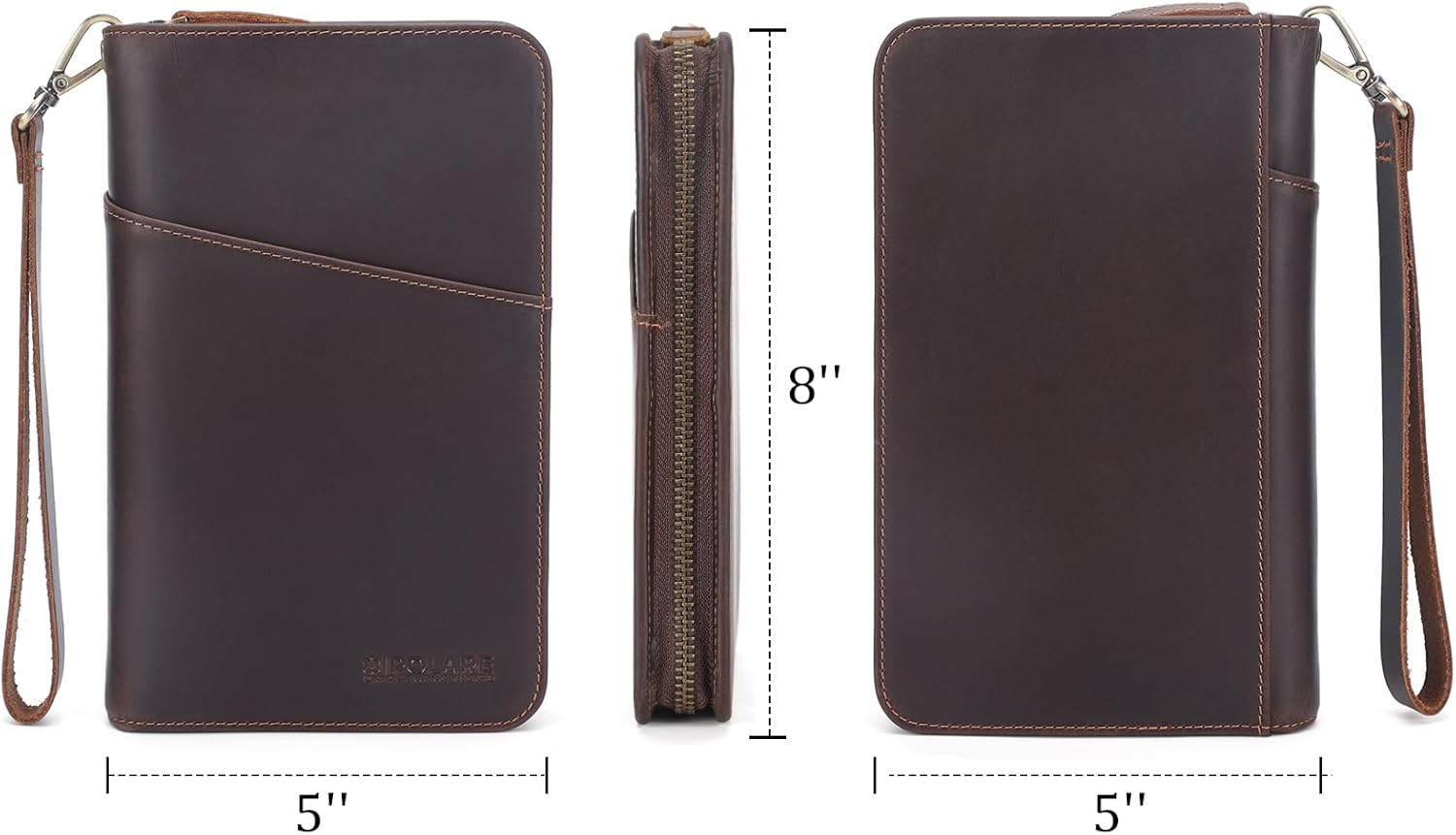 Polare Full Grain Leather Passport Holder Cover Case for Men and Women RFID Blocking Family Travel Wallet Holds 6 Passports