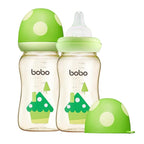 YOHKOH PPSU Baby Bottle Wide Neck, Newborn Anti-Colic Baby Bottle with Natural Response Nipple, Streamlined Body, Easy to Clean (8.8oz (Pack of 2), Green)
