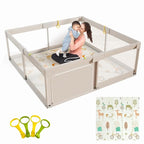 Mloong Baby Playpen with Mat, 59x59 Inches Extra Large Playpen for Babies and Toddlers, Indoor & Outdoor Activity Center, Safety Baby Fence