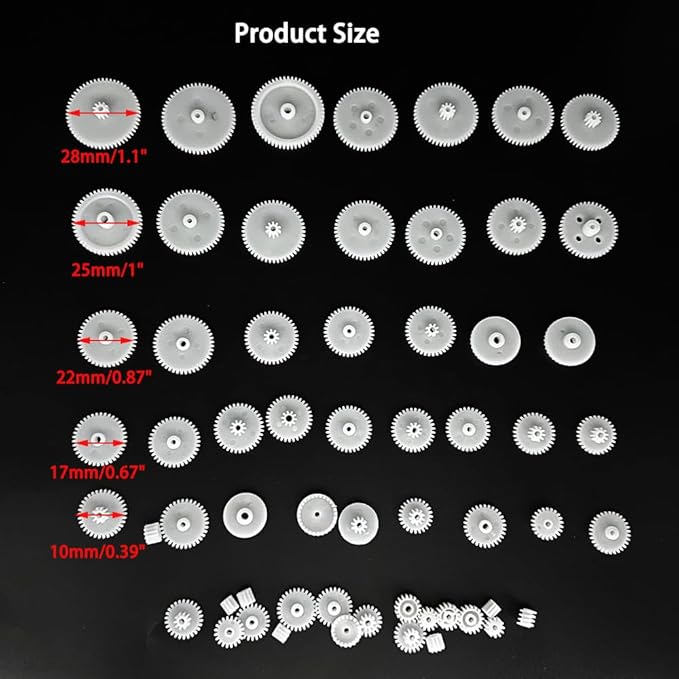 58PCS Small Gears Set Plastic Gears Module 0.5 for DC Motor DIY Model Toys RC Car Robot