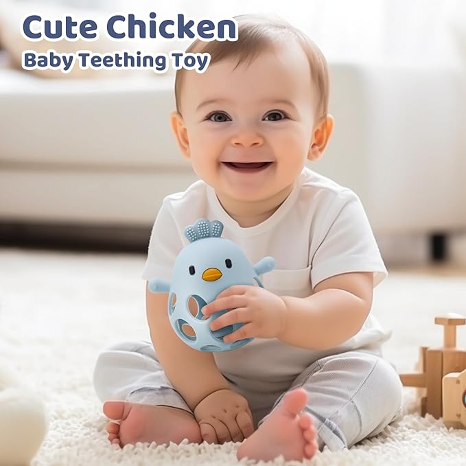 Baby Teething Toys Silicone Teethers - Babies Toys Chew Toys Food Grade Silicone for Sucking Needs, BPA Free for 0-6 6-12 Months(Blue Green)