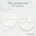 WeeSprout Suction Plates for Babies & Toddlers - 100% Silicone, Dinnerware Stays Put, Divided Design for Picky Eaters, Microwave & Dishwasher Friendly, 3 Pack