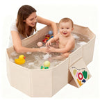 Foldable Baby Bathtub, RONBEI Collapsible Baby Bath Tube Portable Toddler Newborn Bathtub for Shower, Newborn Infant Bathtub with Non-Slip Base