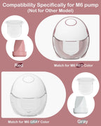 8PC M6 Breast Pump Replacement Accessories, Including 6pcs Duckbill Valve and 2pcs Diaphragms for Momcozy Mobile Style | M6, Replace for Momcozy Pump Parts, Not Original Parts, 8PC Red