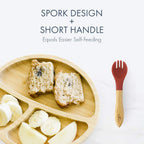 Avanchy Baby Fork Set, Bamboo and Silicone Spork Utensils, Toddler Baby Led Weaning Silverware Cutlery Flatware, Kids First Self Feeding