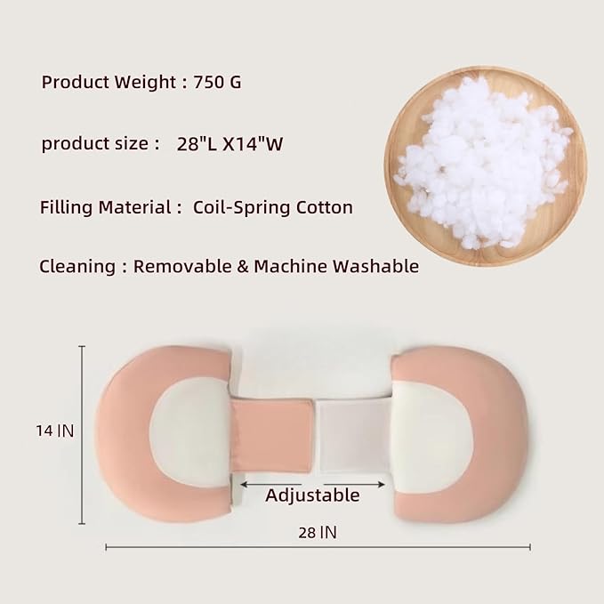 WYXunPlanet Pregnancy Pillow for Maternity Support - C-Shaped Belly & Back Pain Relief, Removable Washable Cover, Cooling Comfortable Wedge Pillow for Side Sleepers, Pregnancy Must Haves （Pink）