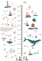 3D Cartoon Height Growth Chart for Kids Wall Decal Removable DIY Whale Ocean Animal Wall Decal Peel and Stick Sailing House Art Decor for Kids Nursery Bedroom Living Room Bathroom Decor