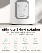Bottle Warmer, GROWNSY 8-in-1 Fast Baby Milk Warmer with Timer for Breastmilk or Formula, Accurate Temperature Control, with Defrost, Sterili-zing, Keep, Heat Baby Food Jars Function