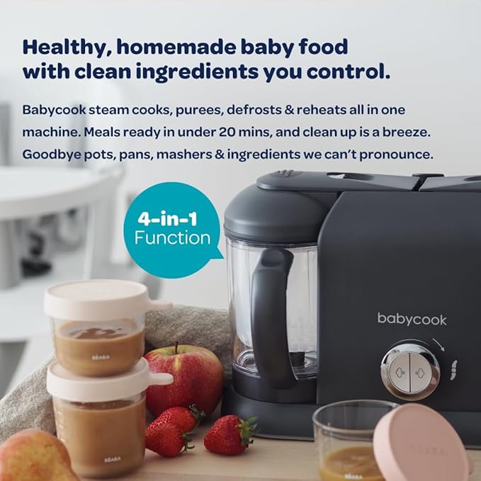 BEABA Babycook Duo 4 in 1 Baby Food Maker, Baby Food Processor, Baby Food Blender Baby Food Steamer, Make Fresh Healthy Baby Food at Home, 9.1 Cup Capacity, Makes 54 Servings in 20 Mins, Oat