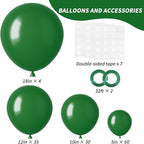 RUBFAC 129pcs Dark Green Balloons Different Sizes 18 12 10 5 Inches Emerald Green Latex Balloon Garland Arch for Masquerade Party Decorations Birthday Baby Shower Wedding Safari Jungle Party Supplies