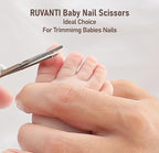 Ruvanti 5.2" Kids Hair Cutting Scissors - Safety Rounded Tip Barber Shears for Children, Infants & Facial Hair Trimming - Sharp Stainless Steel Blades, Ergonomic Grip - Ideal for Home & Salon Use