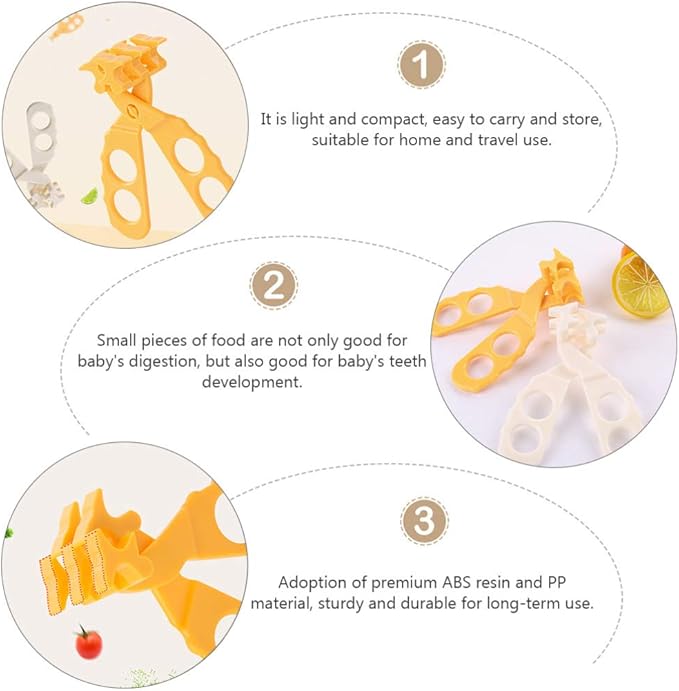 2PCS Baby Food Choppers Food Scissors Cutter Multifunctional Masher Chopper Crusher Food Cut Kids Safe Feeding Helper Home Kitchen Food Slicer Shears for Babies Toddlers (Yellow)