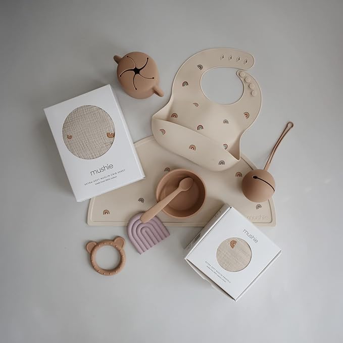 mushie Extra Soft Muslin Fitted Crib Sheet | 192 Thread Count | 28"x 52" (Rainbow)