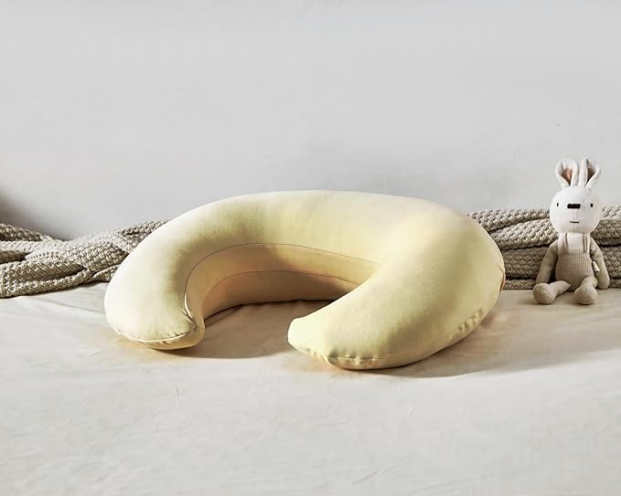 Nursing Pillow, Plus Size Breastfeeding Pillow Original Support for Baby Boys Girls Breastfeeding Essentials, with Removable Soft Cotton Cover (Khaki, Large (25.59 * 20.08 * 6.30 Inches))