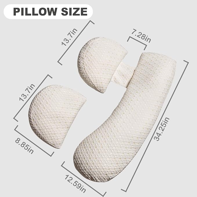 Pregnancy Pillow - Full Body Maternity Support for Back & HIPS, Soft Sleeping Pillow with Removable Cover, Comfort for Side Sleepers and Pregnancy