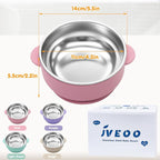 4 Pack Stainless Steel Baby Bowls with Suction, 2-in-1 SUS304 Toddlers Bowl & Removable Silicone Suction Kids Bowl Anti Scald Non Toxic Snack Container for Baby Food Feeding