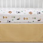 Safari Animal Bedding Set for Baby Boys Girls, 3-Piece Crib Set Including Sheet, Comforter & Skirt, Standard Size