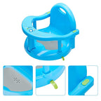 Foldable Baby Bathtub Seat, Non-Slip Bath Chair for Sitting Up, Cute Shape With Suction Cups for 6-18 Months (Pure Blue)