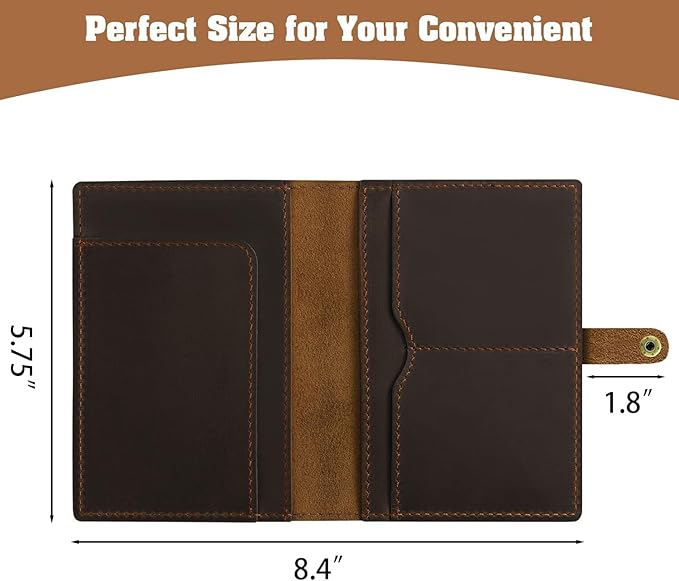 Jack&Chris Genuine Leather Passport Holder For Travel, RFID Blocking Handmade Passport Holder with Card Case Organized & Safe, Quality Travel Essentials for Women and Men for Gifting, Coffee