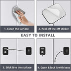 Refrigerator Lock 2 Packs, Baby Proofing Fridge Locks with Silicone Wire Protection & Key - Easy Install Surface-Friendly for Freezer & Refrigerator, Black & White