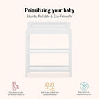 Dream On Me Avery Changing Table in White – JPMA Certified, Multiple Spacious Storage Shelves, Compact Slim Space-Saving Design, Water-Based Non-Toxic Finish