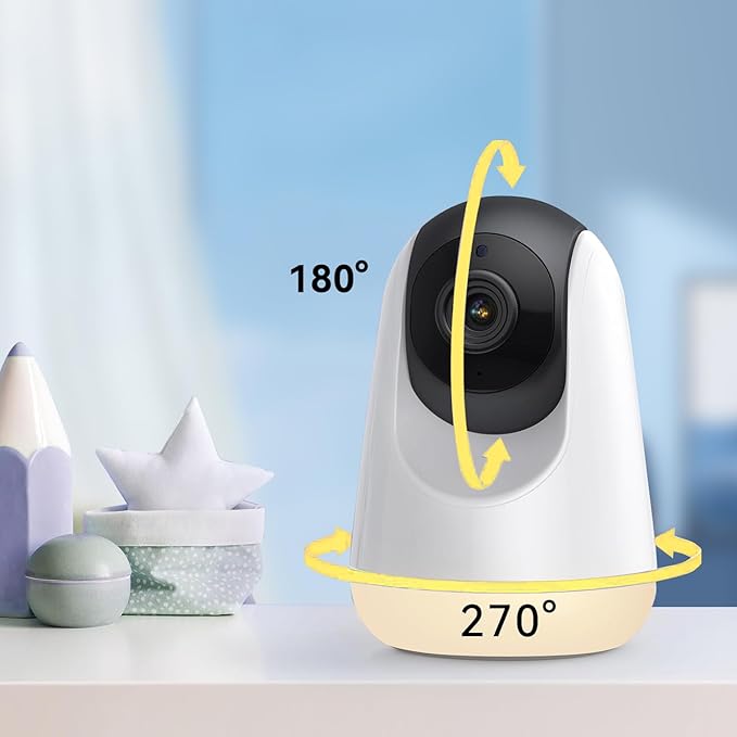 2025 Upgraded Baby Monitor with Night Lamp, 5'' IPS Screen Video Baby Monitor with Pan-Tilt-Zoom Camera No WiFi, HD Night Vision, 2-Way Talk, Lullaby Player, 4500mAh Battery (BBM-006)