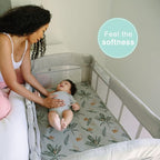 BROLEX 2 Pack Mini Crib Sheets, Stretchy Portable Fitted Playard Sheet Set, Convertible Playard Mattress Cover, Ultra Soft Breathable Material, Giraffe Leaf