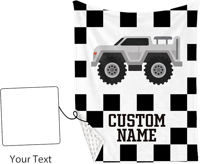 Personalized Baby Crib Bedding Set, Custom Name Pickup Truck Pattern Nursery Bedding Set 3 Pcs, Baby Blanket Fitted Crib Sheet Changing Pad Cover, Personalized Nursery Decor Gift for Newborns Boys