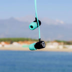 LUDOS Ultra Wired Earbuds in-Ear Headphones, 5 Years Warranty, Earphones with Mic, Noise Isolating Ear Buds, Memory Foam for iPhone, Samsung, School Students, Kids, Women, Small Ears - Turquoise