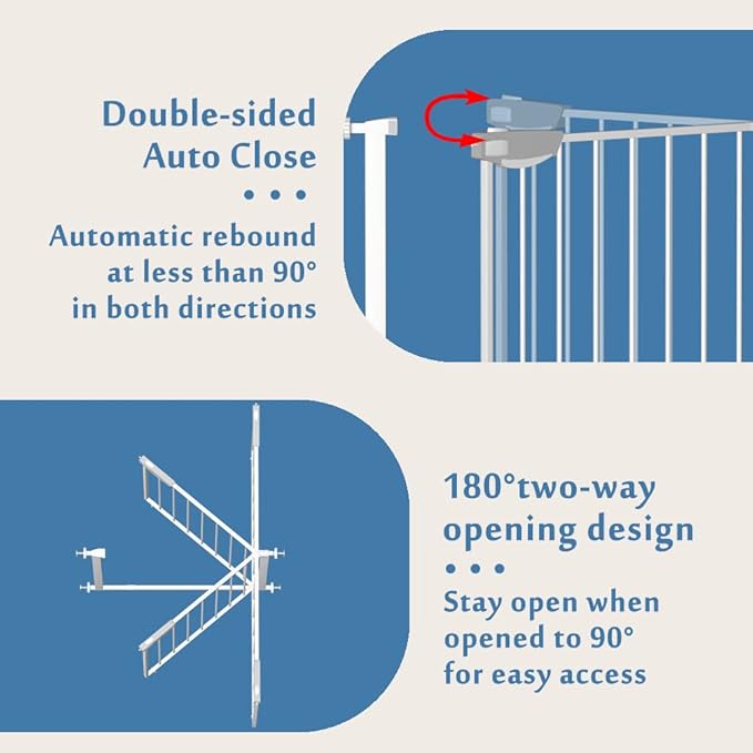 DEARBB Triple Lock Baby Gate for Stairs Doorways and House 31" to 86" Extra Wide Pressure Mounted Easy Walk Through Auto Close Safety Pet Gate White 31.1-48.42"