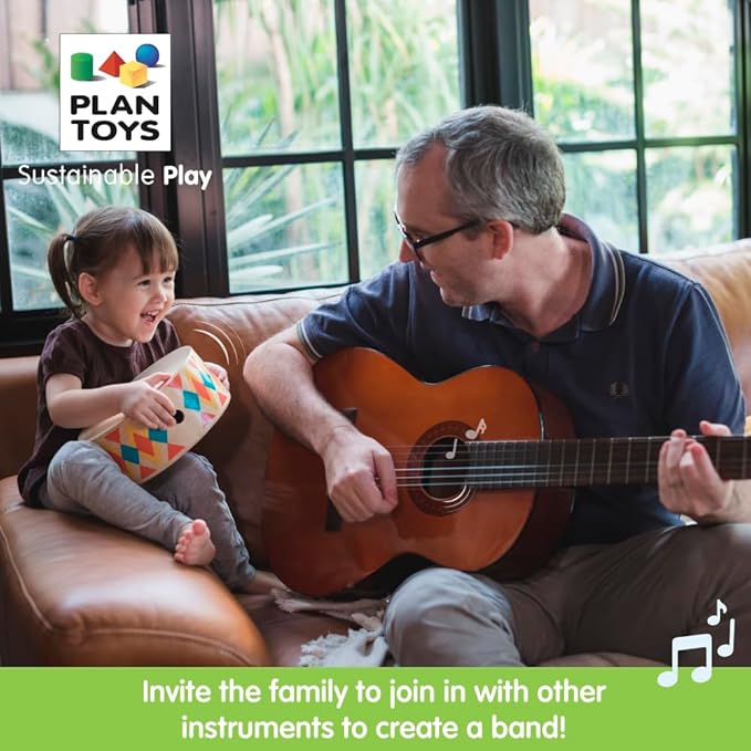 PlanToys® Wooden Rhythm Box Drum Musical Toy for Kids | Montessori Musical Instrument for Toddlers & Children | Eco-Friendly Wooden Percussion Toy