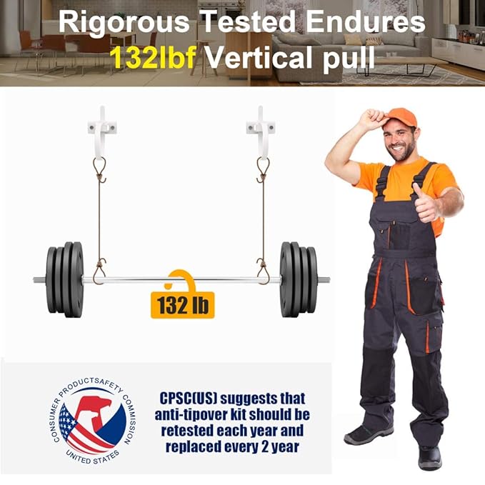 4our Kiddies Furniture Straps (6 Pack) Baby Proofing Anti Tip Furniture Anchors Kit, Cabinet Wall Anchors Protect Toddlers from Falling Furniture, Adjustable Child Safety Straps Earthquake Resistant