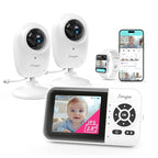 1080p Smart AI 2 Camera Video Baby Monitor,WiFi Switch,2.8" inch Display or WiFi Remote Access,Night Vision,1500ft Long Range,2-Way Talk,Sound Alert,Temperature Sensor,Lullabies Feeding Remind